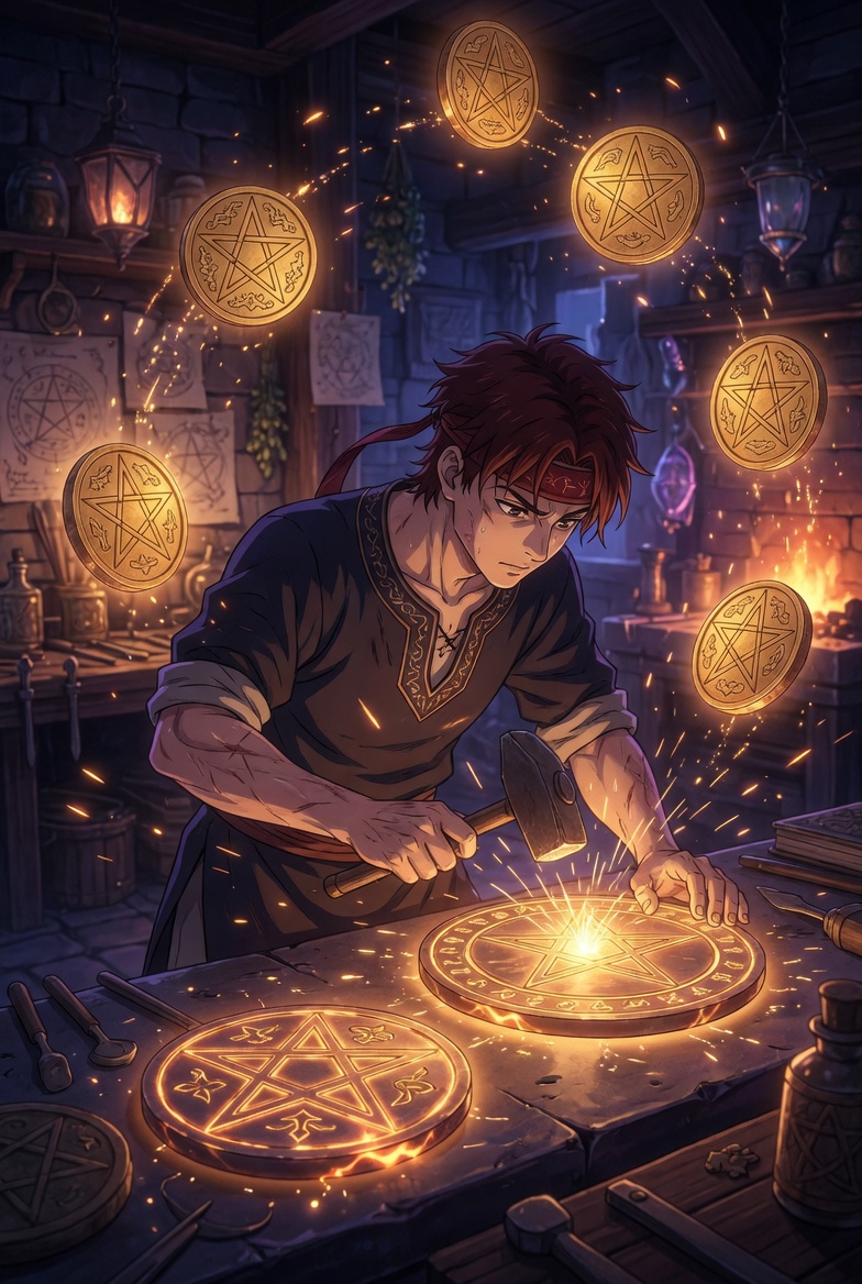 Eight of Pentacles tarot card